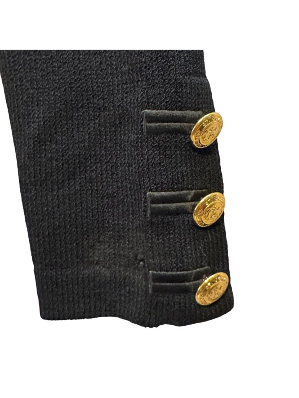 Vintage St John Knit Blazer Size 2 Black Gold Crested Buttons Old Money Nautical - Picture 5 of 14